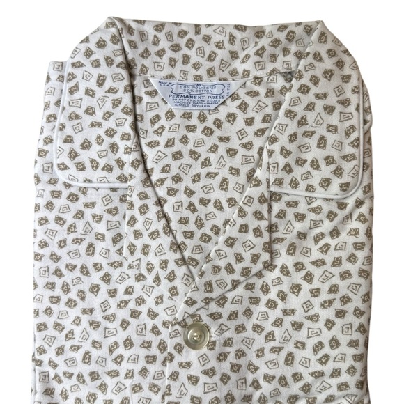 Vintage Permanent Press Flannel Button Up Pajama Shirt Men Medium NWT Printed - Picture 3 of 4